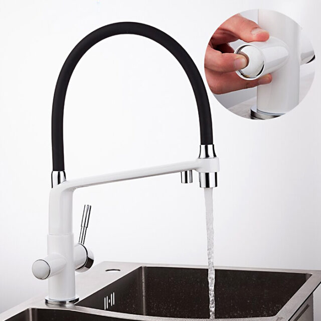 Смеситель для кухни с гибким изливом Gappo G4398-9, белый — изображение 11