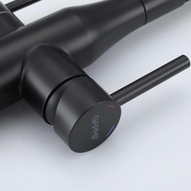 Смеситель для кухни под фильтр с гибким изливом Gappo G4399-66, чёрный — изображение 5