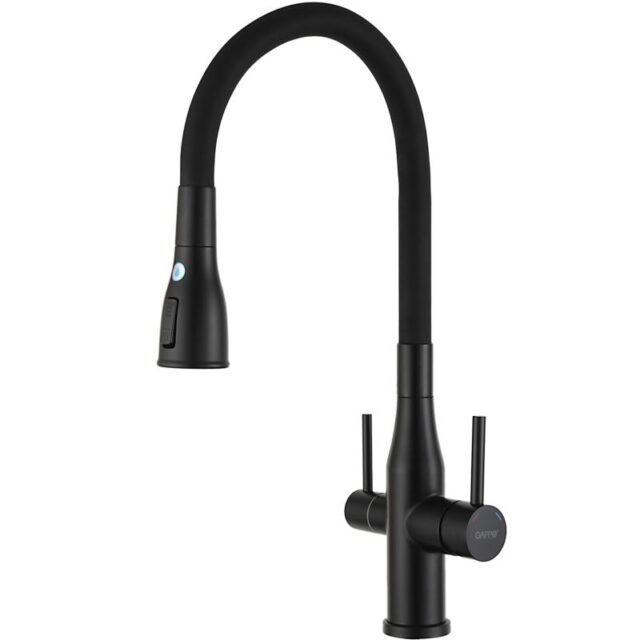 Смеситель для кухни под фильтр с гибким изливом Gappo G4399-66, чёрный