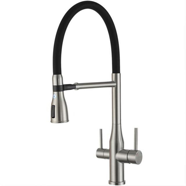 Смеситель для кухни под фильтр с гибким изливом Gappo G4399-75, сатин