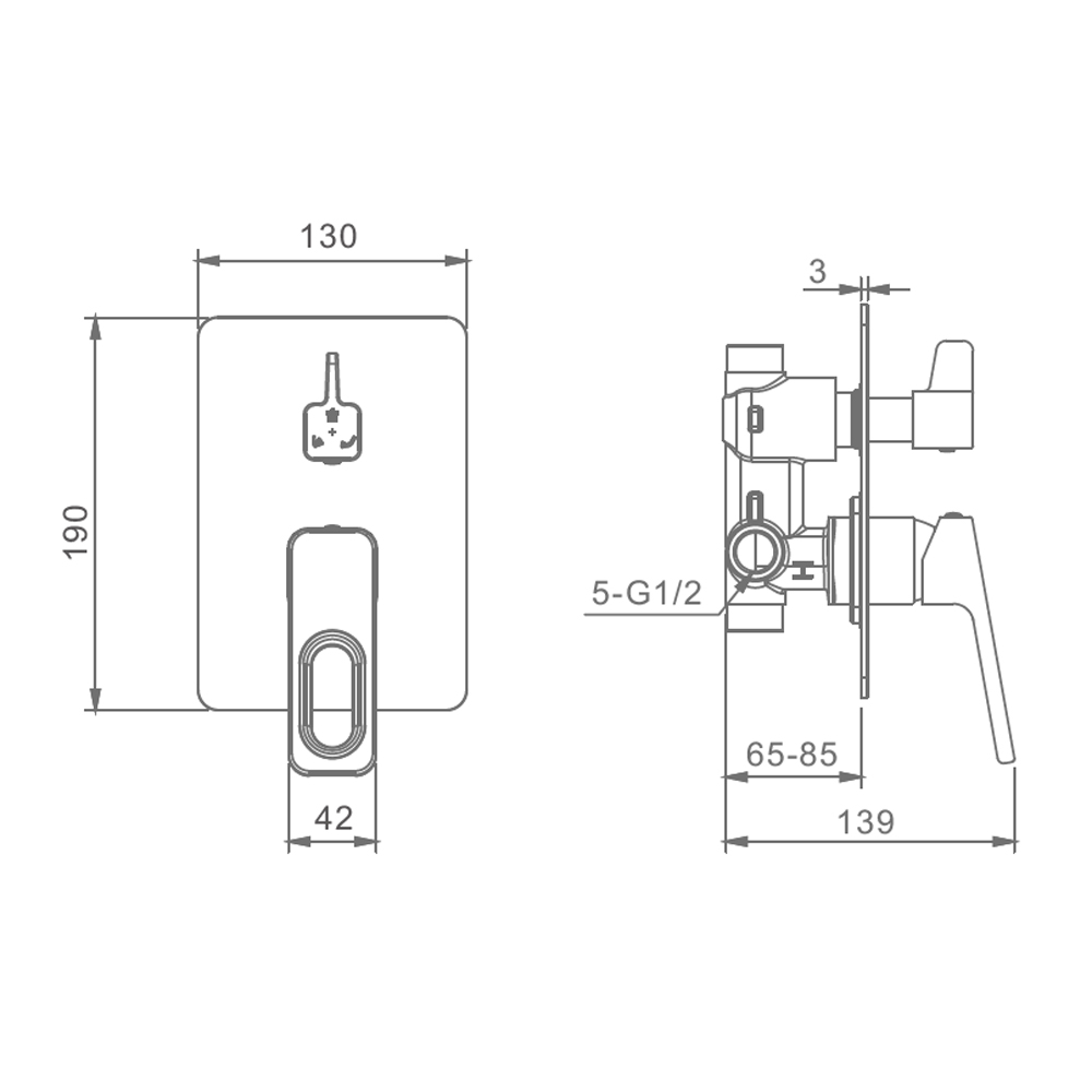 Корпус встраиваемого смесителя Raglo R51.273.09, графит — изображение 2