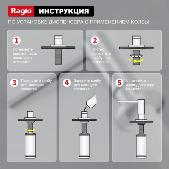 Дозатор для моющего средства Raglo R720.02.06, чёрный — изображение 10