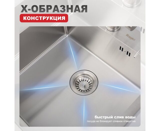 Кухонная мойка Raglo R700.5050.05, сатин — изображение 4