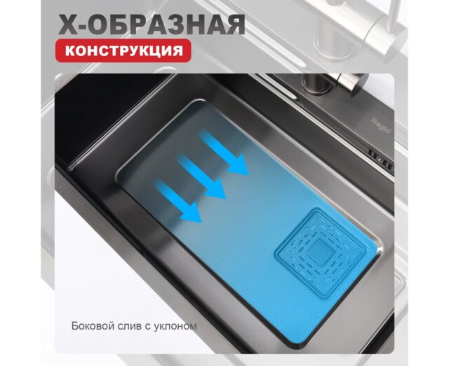 Кухонная мойка Raglo R702.7246.09, графит — изображение 4