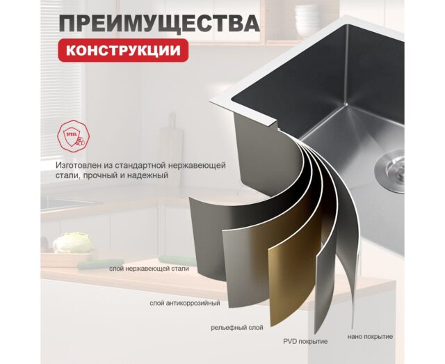Кухонная мойка Raglo R703.5044.05, сатин — изображение 5