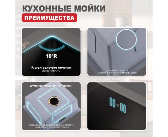 Кухонная мойка Raglo R703.5044.09, графит — изображение 9