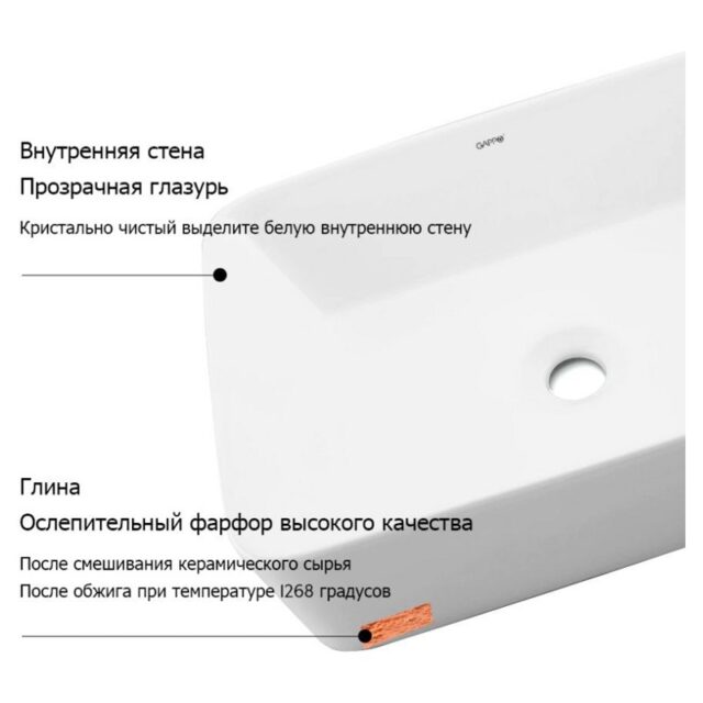 Умывальник накладной Gappo GT304-8, чёрный — изображение 4