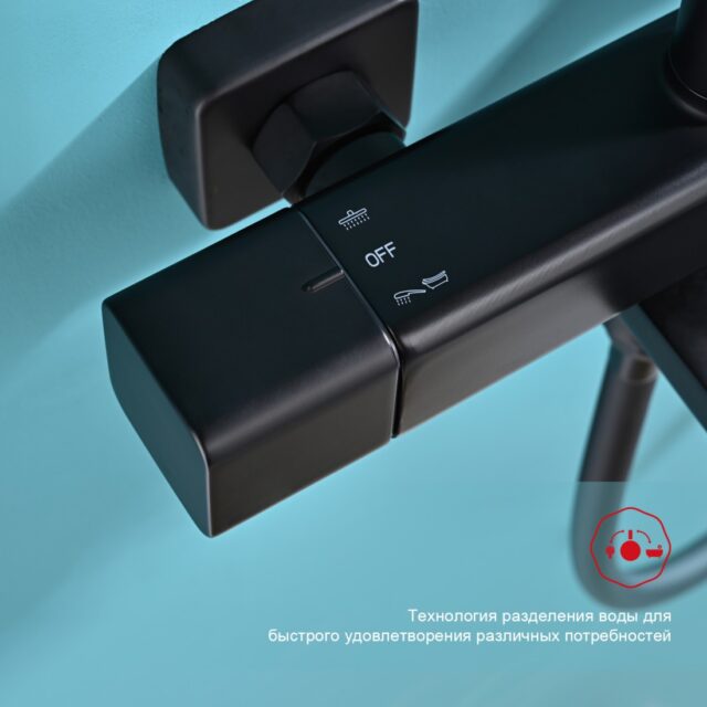 Душевая система с термостатическим смесителем Raglo R01.26.06, чёрный — изображение 4