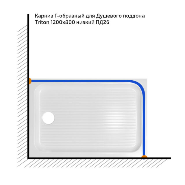 Карниз для ванны г-образный Тритон 120x80, Щ0000052857 — изображение 3