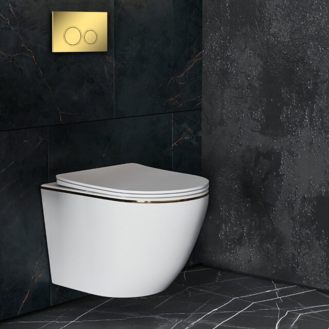 Комплект инсталляции Roxen StounFix Dual Fresh с унитазом Antares Gold и кнопкой Santi (золото/глянец), 968092 — изображение 12
