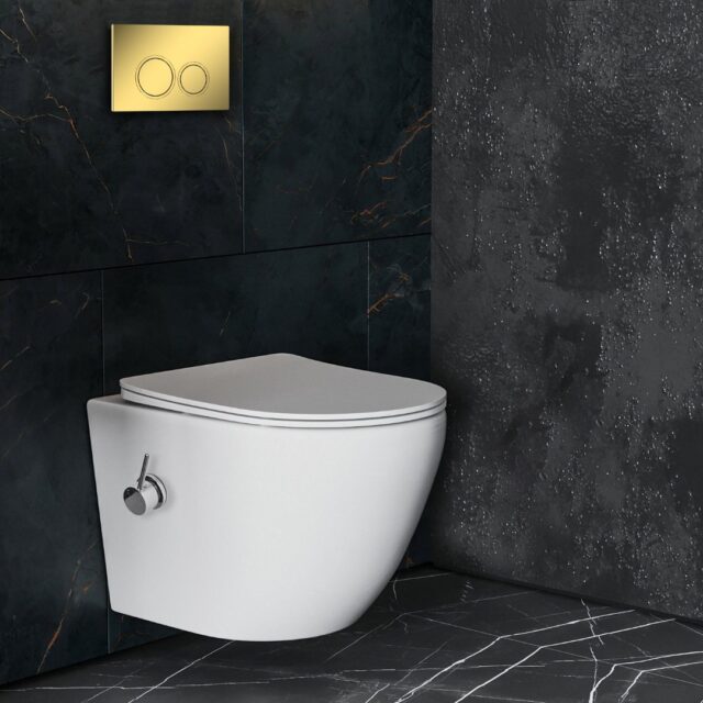 Комплект инсталляции Roxen StounFix Dual Fresh с унитазом Antares Bidet и кнопкой Santi (золото/глянец), 968097 — изображение 11