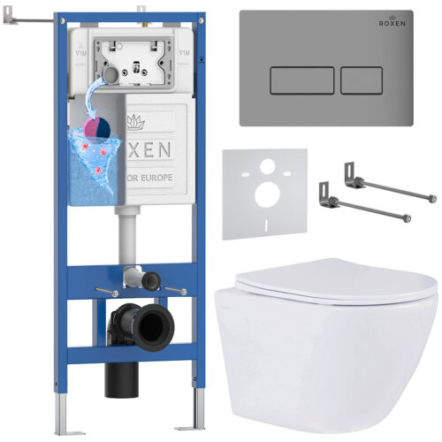 Комплект инсталляции Roxen StounFix Dual Fresh с унитазом Antares и кнопкой Caspia (хром/матовая), 597373