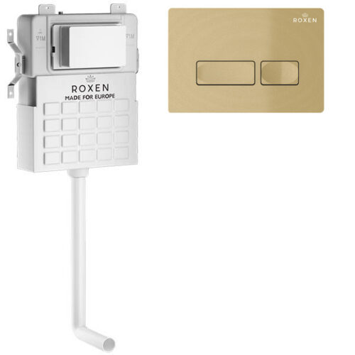 Комплект инсталляции для приставного унитаза Roxen Attach с кнопкой Caspia (золото/матовая), 945175