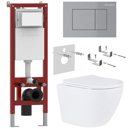 Комплект инсталляции Asten Readle Zentralmodul с унитазом Roxen Antares и кнопкой AR0601-M (хром/матовая), AR0601-185M