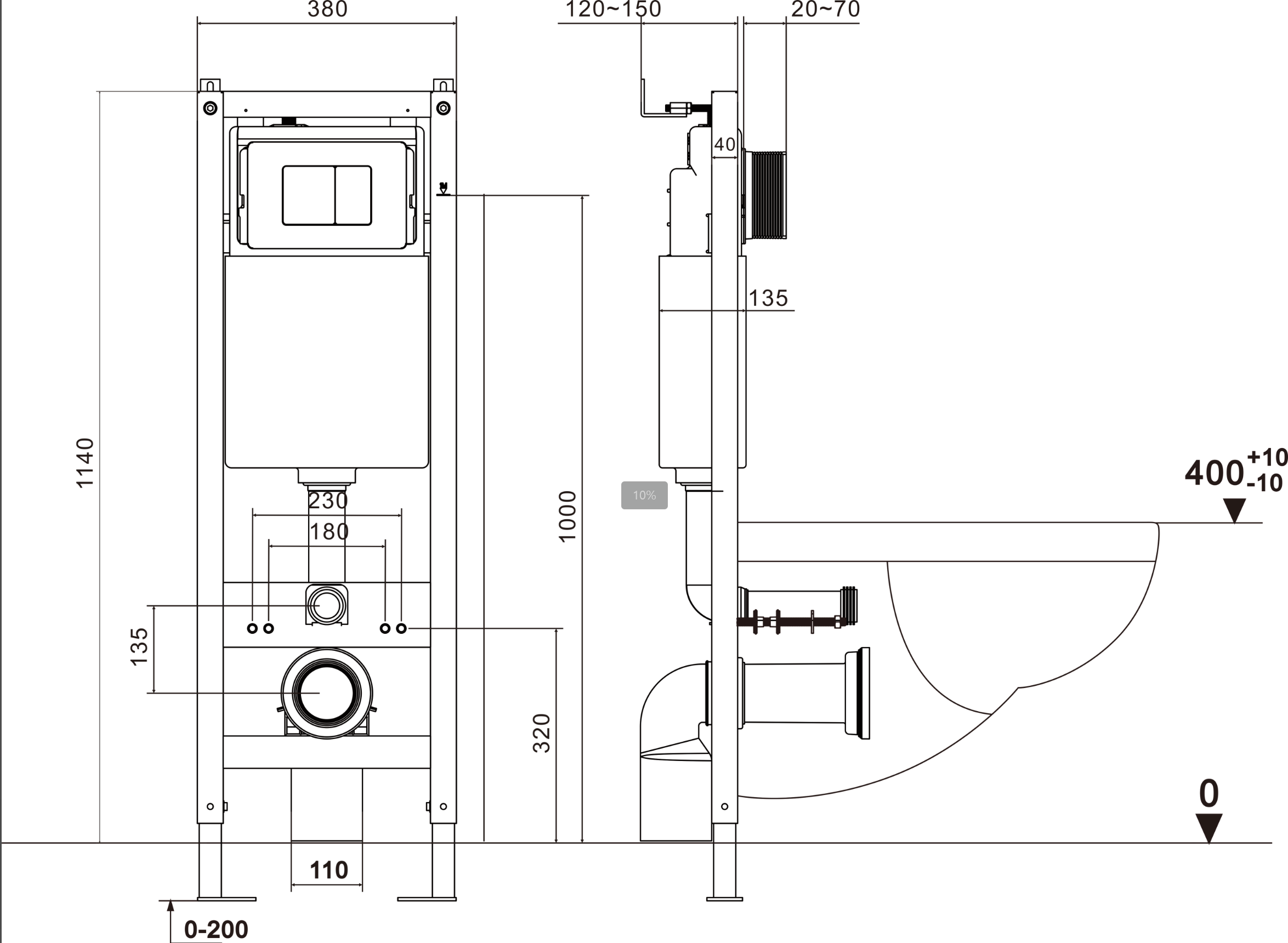 Комплект инсталляции Asten Readle Zentralmodul с кнопкой AR0601-B (чёрная/матовая), AR0501-0601B — изображение 10