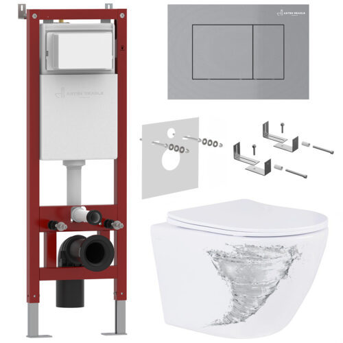 Комплект инсталляции Asten Readle Zentralmodul с унитазом Roxen Antares Tornado и кнопкой AR0601-M (хром/матовая), AR0601-205M