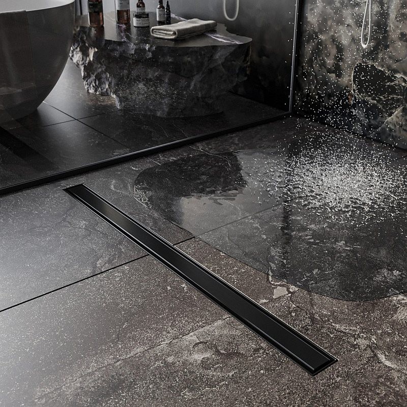 Трап для душа Roxen Supra Black 91050-65 линейный, "под плитку", 65 см — изображение 7