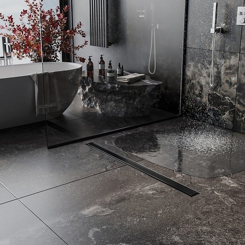 Трап для душа Roxen Supra Black 91050-65 линейный, "под плитку", 65 см — изображение 8