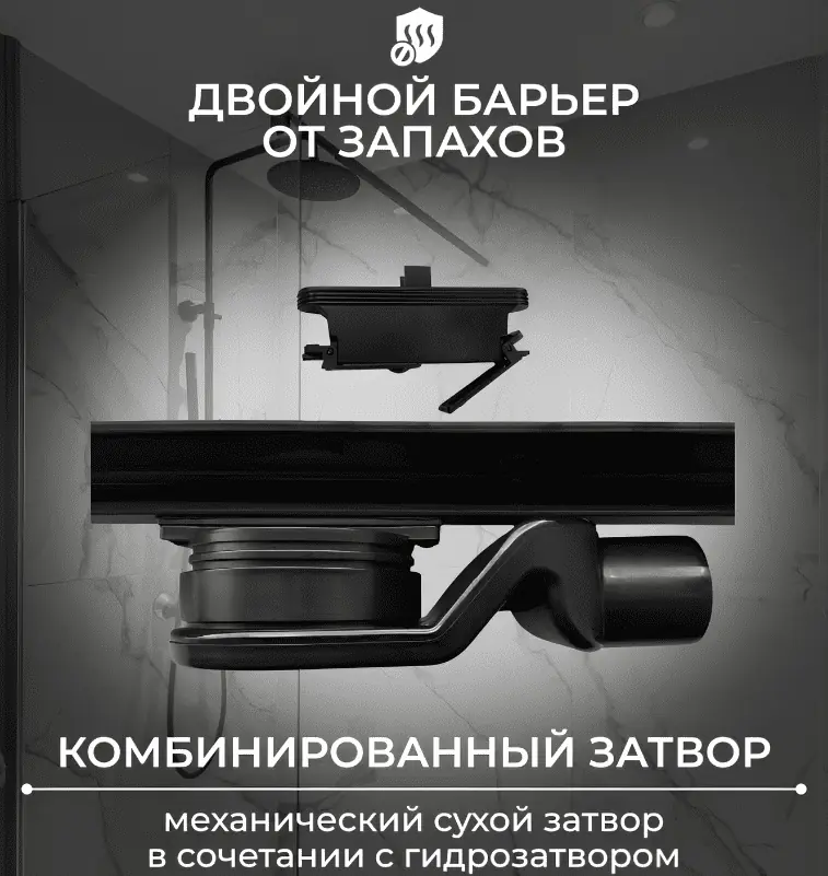 Трап для душа Roxen Razor 910100GM линейный, "узкий", 30-80 см, оружейная сталь — изображение 8