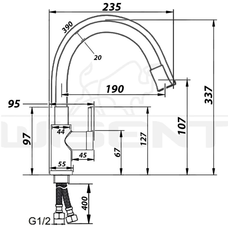 Смеситель для кухни с гибким изливом Wisent WP74004-2 — изображение 9