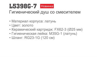 Смеситель для гигиенического душа Ledeme L5398G-7 — изображение 7