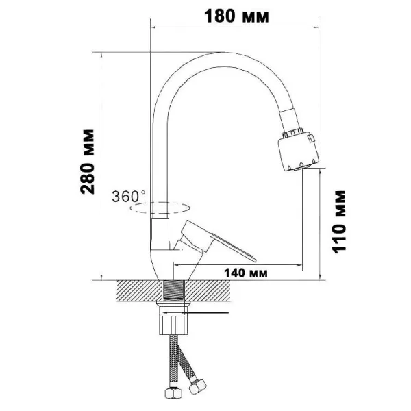 Смеситель для кухни с гибким изливом Wisent WP758-310 — изображение 6