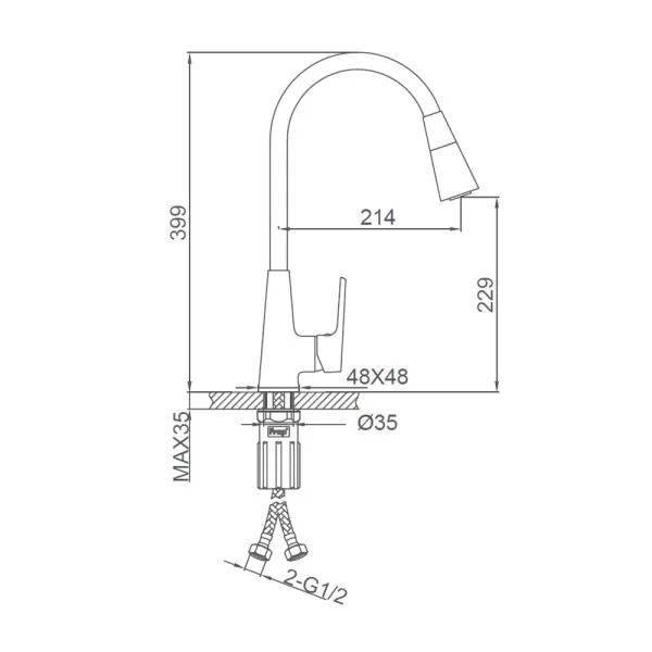 Смеситель для кухни с гибким изливом Frap F4471-9 — изображение 3
