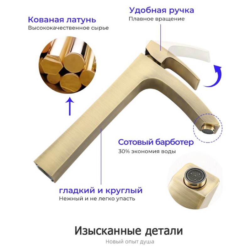 Смеситель для накладного умывальника Gappo G1007-42 — изображение 4